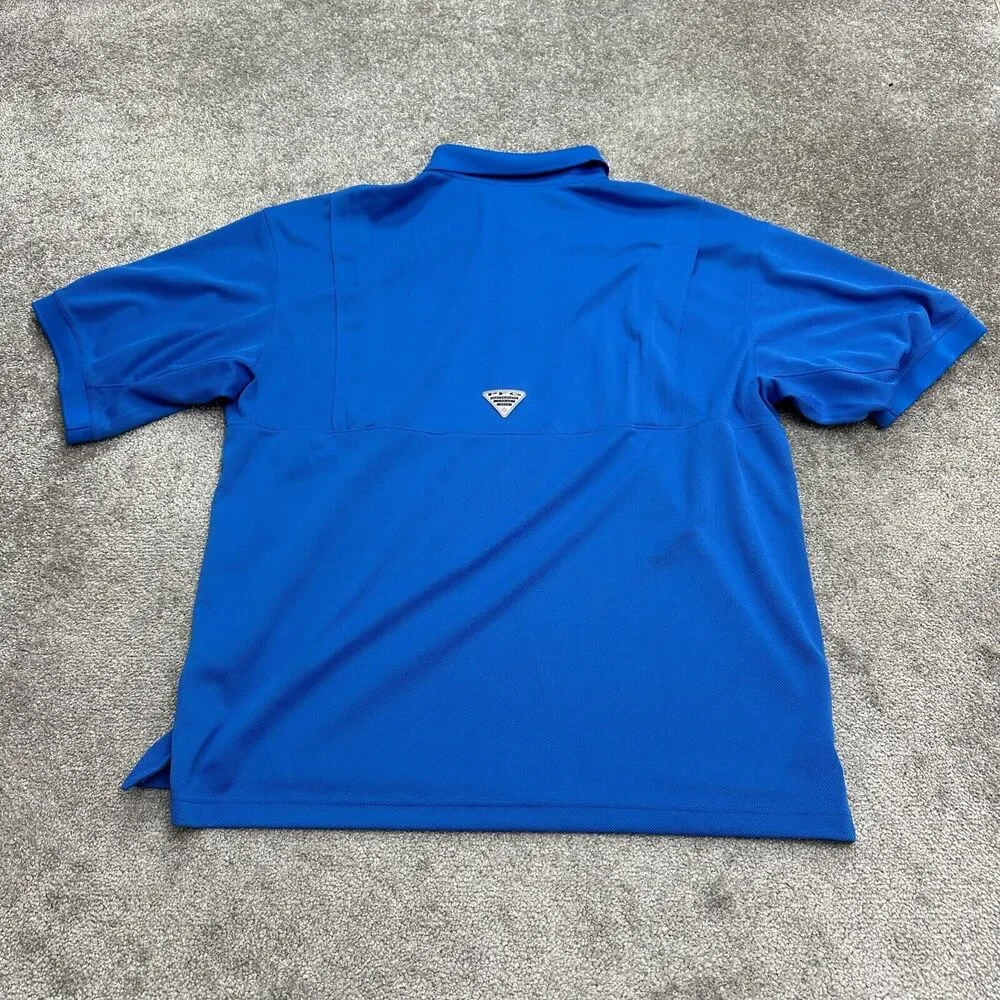 Columbia PFG Omni Shade Perfect Cast Polo Shirt Mens XL Blue Short Sleeve Fish
